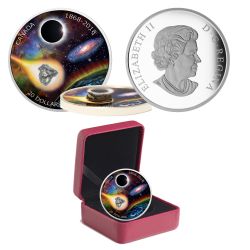 150TH ANNIVERSARY OF THE ROYAL ASTRONOMICAL SOCIETY OF CANADA - COIN WITH METEORITE -  2018 CANADIAN COINS