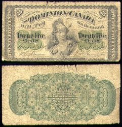 1870 -  1870 25-CENT NOTE, DICKINSON/HARINGTON (G)