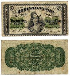 1870 -  1870 25-CENT NOTE, DICKINSON/HARINGTON (VF)