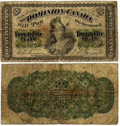 1870 -  1870 25-CENT NOTE, DICKINSON/HARINGTON (VG)