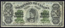 1878 -  1879 1-DOLLAR NOTE, VARIOUS/HARINGTON, MONTREAL