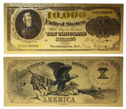 1878 -  COPY OF THE UNITED STATES 1878 10,000-DOLLAR NOTE (PURE GOLD PLATED)