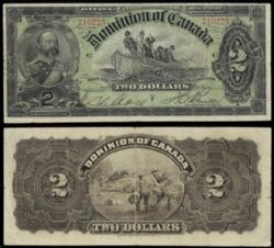 1897 -  1897 2 DOLLARS NOTE, BOVILLE, DARK BROWN BACK (VF)