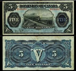 1912 -  1912 5-DOLLAR NOTE, HYNDMAN/SAUNDERS (VF)