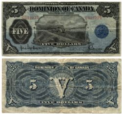 1912 -  1912 5-DOLLAR NOTE, HYNDMAN/SAUNDERS