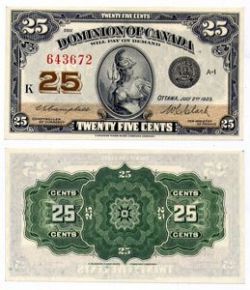 1923 -  1870 25-CENT NOTE, CAMPBELL/CLARK