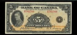 1935 -  1935 5-DOLLAR NOTE, OSBORNE/TOWERS SERIE A (F+)