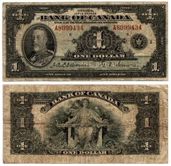 1935 -  1935 ENGLISH 1-DOLLAR NOTE, OSBORNE/TOWERS SERIE A (VG)
