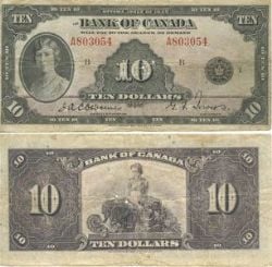 1935 -  1935 ENGLISH 10-DOLLAR NOTE, OSBORNE/TOWERS SERIE A (G)