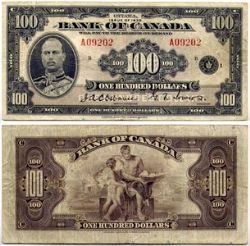 1935 -  1935 ENGLISH 100-DOLLAR NOTE, OSBORNE/TOWERS SERIE A
