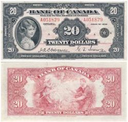 1935 -  1935 ENGLISH 20-DOLLAR NOTE, OSBORNE/TOWERS SERIE A