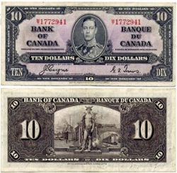 1937 -  1937 10-DOLLAR NOTE, COYNE/TOWERS PREFIXES M/T