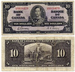 1937 -  1937 10-DOLLAR NOTE, GORDON/TOWERS (VG)