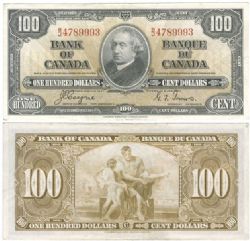 1937 -  1937 100-DOLLAR NOTE, COYNE/TOWERS PREFIXES B/J