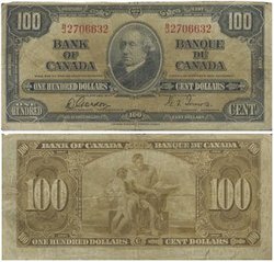 1937 -  1937 100-DOLLAR NOTE, GORDON/TOWERS (VG)