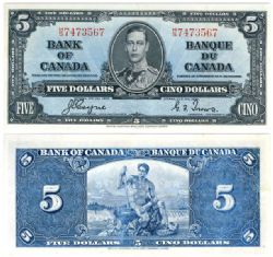 1937 -  1937 5-DOLLAR NOTE, COYNE/TOWERS PREFIXES H/S (UNC)