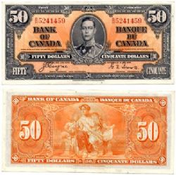 1937 -  1937 50-DOLLAR NOTE, COYNE/TOWERS PREFIXES B/H
