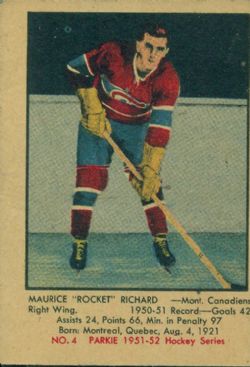1951-52 -  1951-52 PARKHURST #4 MAURICE RICHARD RC