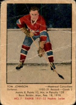 1951-52 -  1951-52 PARKHURST #7 TOM JOHNSON RC