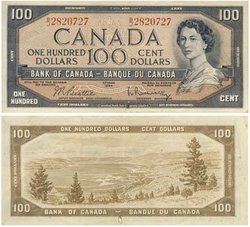 1954 - MODIFIED PORTRAIT -  1954 100-DOLLAR NOTE, BEATTIE/RASMINSKY (F)