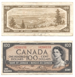 1954 - MODIFIED PORTRAIT -  1954 100-DOLLAR NOTE, LAWSON/BOUEY (F)