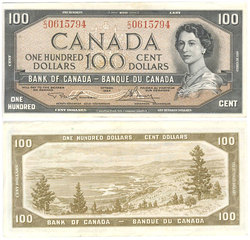 1954 - MODIFIED PORTRAIT -  1954 100-DOLLAR NOTE, LAWSON/BOUEY (VF)