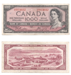 1954 - MODIFIED PORTRAIT -  1954 1000-DOLLAR NOTE, BEATTIE/COYNE (VF)