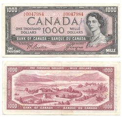 1954 - MODIFIED PORTRAIT -  1954 1000-DOLLAR NOTE, BEATTIE/COYNE (VG)