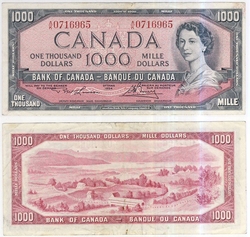 1954 - MODIFIED PORTRAIT -  1954 1000-DOLLAR NOTE, LAWSON/BOUEY (F)