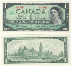 1967 -  1867-1967 1-DOLLAR NOTE, BEATTIE/RASMINSKY (CUNC)