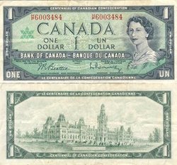 1967 -  1967 1-DOLLAR NOTE, BEATTIE/RASMINSKY (F)