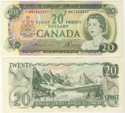 1969 -  1969 20-DOLLAR NOTE, LAWSON/BOUEY PREFIXES WN