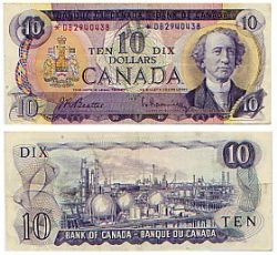 1971 -  1971 10-DOLLAR NOTE, BEATTIE/RASMINSKY PREFIXES DB