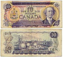 1971 -  1971 10-DOLLAR NOTE, BOUEY/RASMINSKY PREFIX *DR