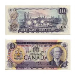 1971 -  1971 10-DOLLAR NOTE, BOUEY/RASMINSKY PREFIXES DK