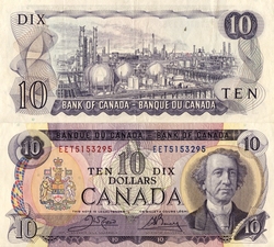 1971 -  1971 10-DOLLAR NOTE, CROW/BOUEY PREFIXES EET (EF)