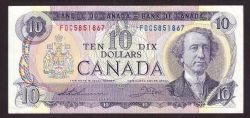 1971 -  1971 10-DOLLAR NOTE, THIESSEN/CROW, PREFIX FDC