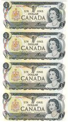 1973 -  SHEET OF 4 1 DOLLAR BILLS