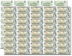 1973 -  UNCUT 1 DOLLAR BANK NOTE SHEET (5X8) (LOW CONDITION)