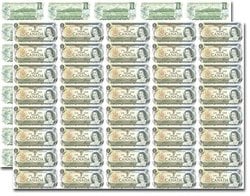 1973 -  UNCUT 1 DOLLAR BANK NOTE SHEET (5X8)