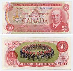 1975 -  1975 50-DOLLAR NOTE, CROW/BOUEY PREFIXES EFA
