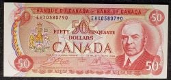 1975 -  1975 50-DOLLAR NOTE, CROW/BOUEY PREFIXES EHX