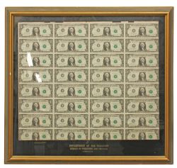 1981 -  UNCUT AMERICAN 1 DOLLAR BILL BOARD