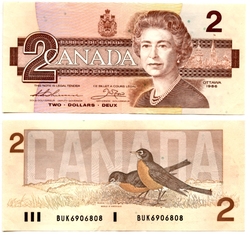 1986 -  1986 2-DOLLAR NOTE, THIESSEN/CROW (EF)