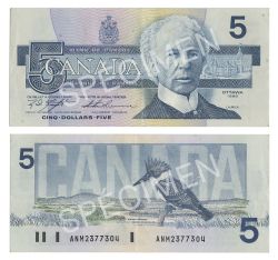 1986 -  1986 5-DOLLAR NOTE, KNIGHT/THIESSEN (EF)