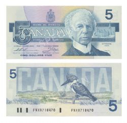 1986 -  1986 5-DOLLAR NOTE, THIESSEN/CROW (CUNC)