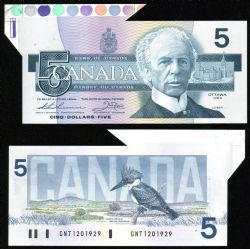 1986 -  1986 5-DOLLAR NOTE, THIESSEN/CROW - FOLDING AND CUTTING ERROR : LARGE PART ATTACHED (AU)