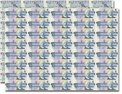 1986 -  UNCUT 5 DOLLARS BANK NOTE SHEET