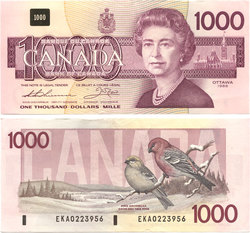 1988 -  1988 1000-DOLLAR NOTE, THIESSEN/CROW (UNC)