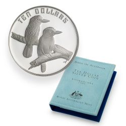 1989 $10 BIRDS OF AUSTRALIA: KOOKABURRA - STERLING SILVER COIN -  AUSTRALIA COINS
